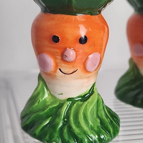 SIX Orange Green Carrot Ceramic Egg Holders Cottontale Filigree Easter  1990's - Picture 7 of 8